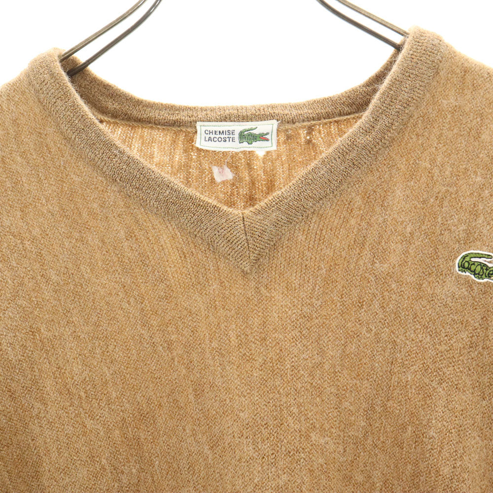 CHEMISE LACOSTE シュミーズラコステ ウール ヴィンテージ 長袖 Vネック セーター 3 ブラウン ニット レディース