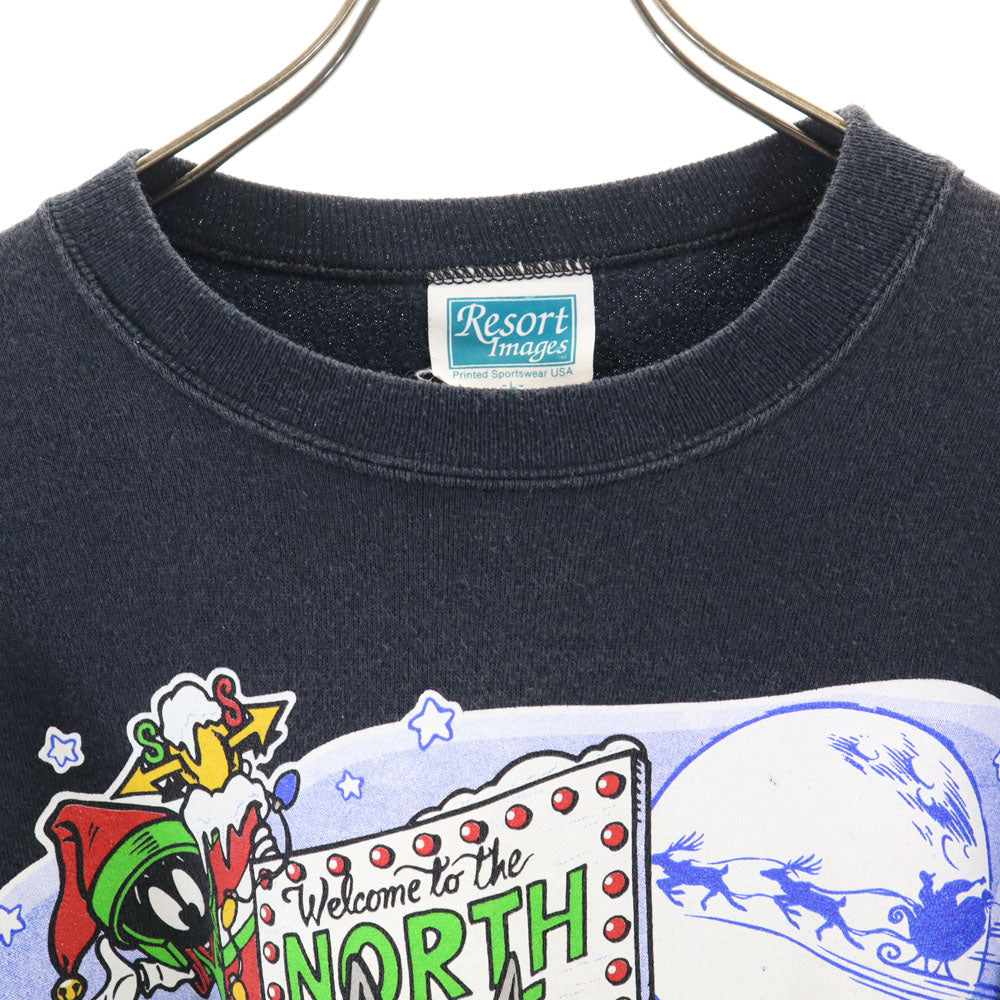 Resort image 90s USA製 オールド ワーナーブラザーズ 長袖 スウェット トレーナー L ブラック系 Resort image 裏起毛 メンズ