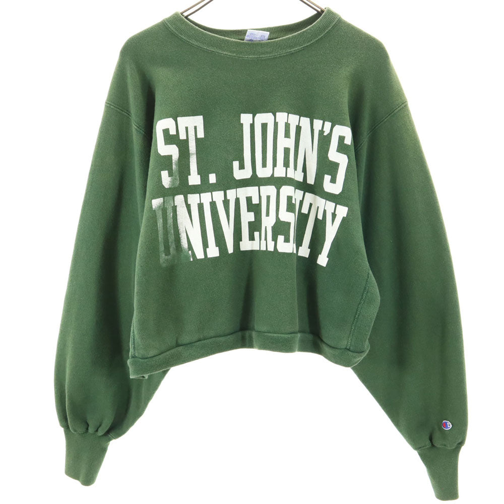 Champion チャンピオン 90s リバースウィーブ USA製 オールド 刺繍タグ カレッジ 長袖 スウェット トレーナー XL グリーン系 REVERSE WEAVE 裏起毛 レディース