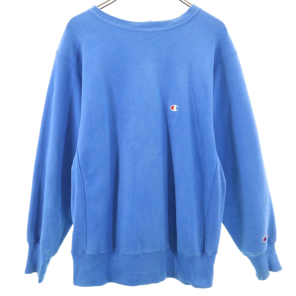 Champion チャンピオン 90s リバースウィーブ USA製 オールド 刺繍タグ 長袖 スウェット トレーナー L ブルー系 REVERSE WEAVE 裏起毛 メンズ