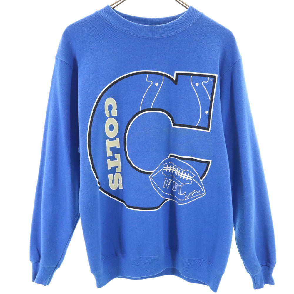 Hanes ヘインズ 80s 90s USA製 オールド NFL プリント 長袖 トレーナー M ブルー系 裏起毛 メンズ