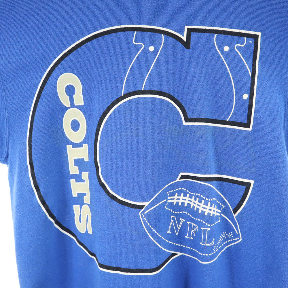 Hanes ヘインズ 80s 90s USA製 オールド NFL プリント 長袖 トレーナー M ブルー系 裏起毛 メンズ