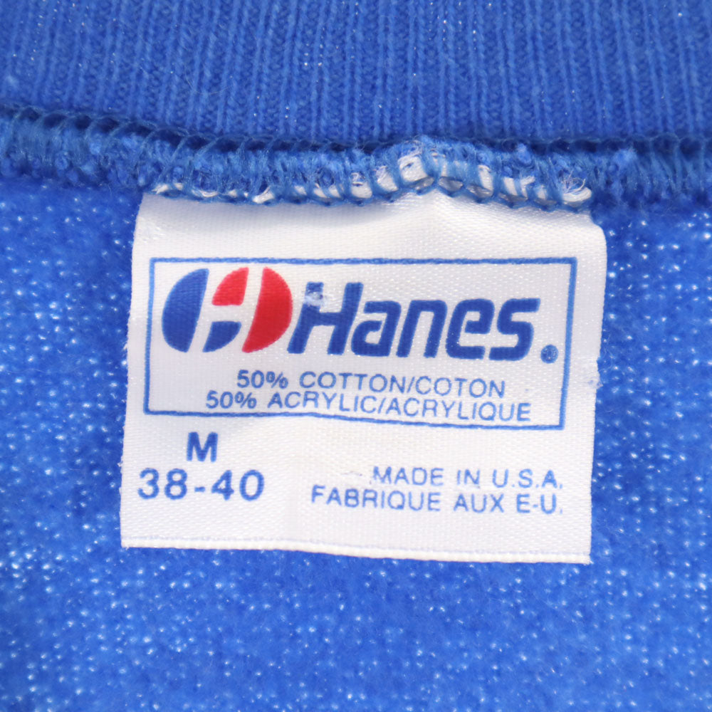Hanes ヘインズ 80s 90s USA製 オールド NFL プリント 長袖 トレーナー M ブルー系 裏起毛 メンズ