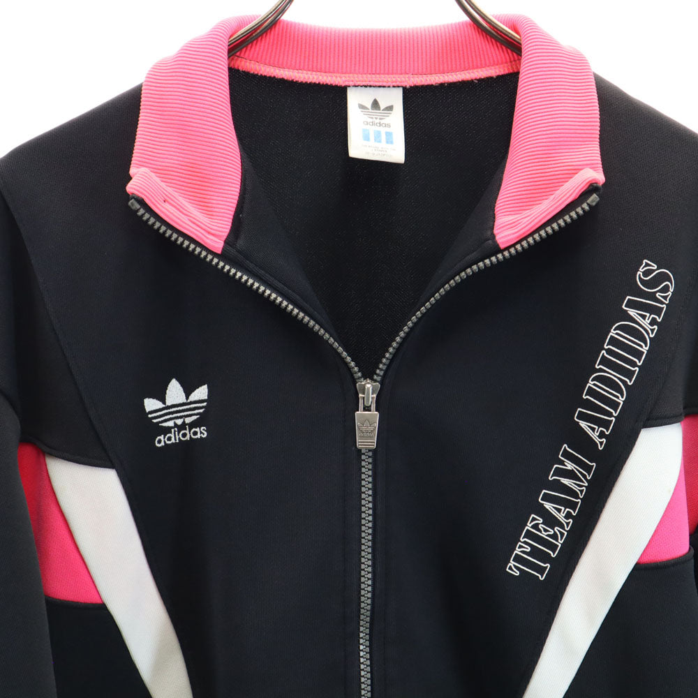 adidas アディダス 80s デサント製 ヴィンテージ トレフォイルロゴ トラックジャケット O ブラック ジャージ メンズ