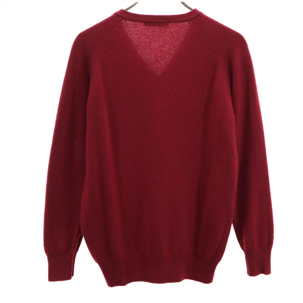 YVES SAINT LAURENT イヴサンローラン 90s 日本製 カシミヤブレンド オールド 長袖 Vネック セーター L ワインレッド ニット メンズ
