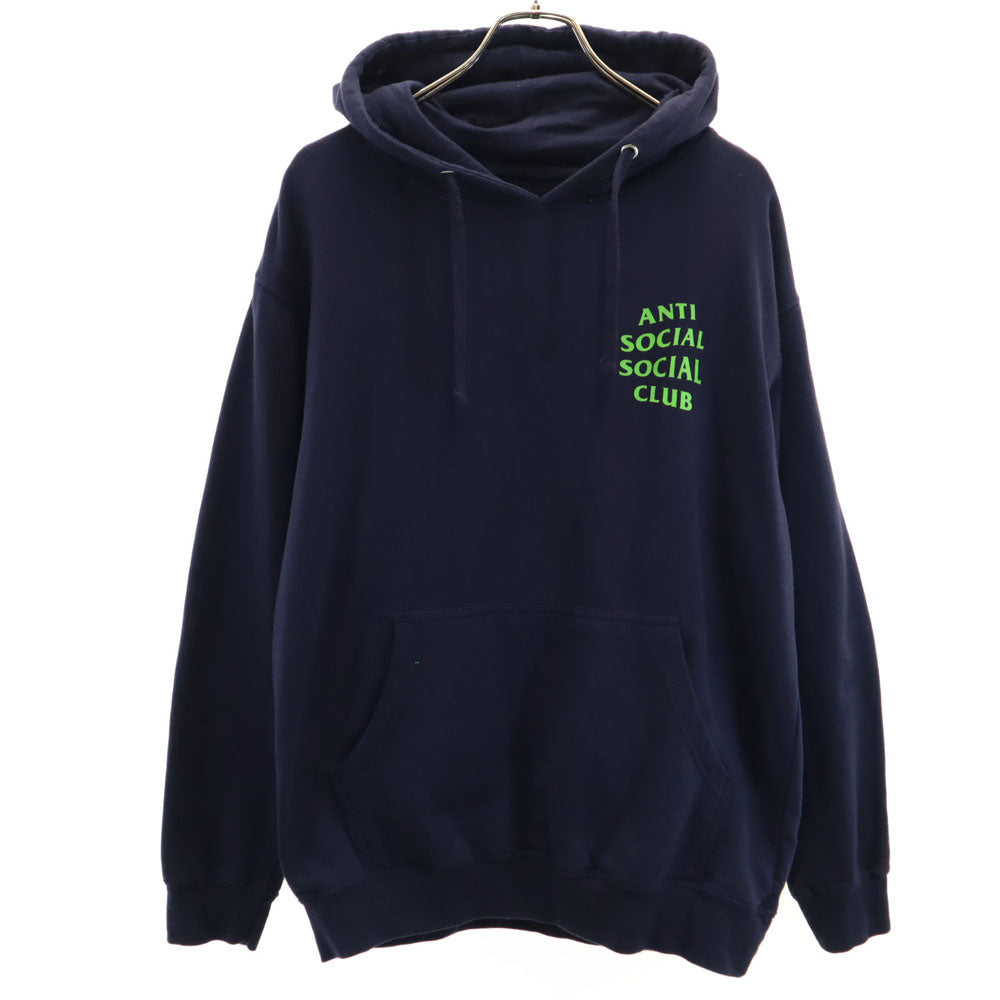ANTI SOCIAL SOCIAL CLUB アンチソーシャルソーシャルクラブ USA製 バックプリント 長袖 スウェットパーカー M ネイビー INDEPENOENT 裏起毛 メンズ