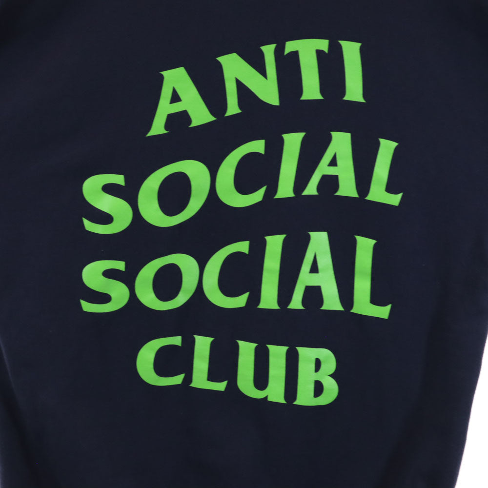ANTI SOCIAL SOCIAL CLUB アンチソーシャルソーシャルクラブ USA製 バックプリント 長袖 スウェットパーカー M ネイビー INDEPENOENT 裏起毛 メンズ