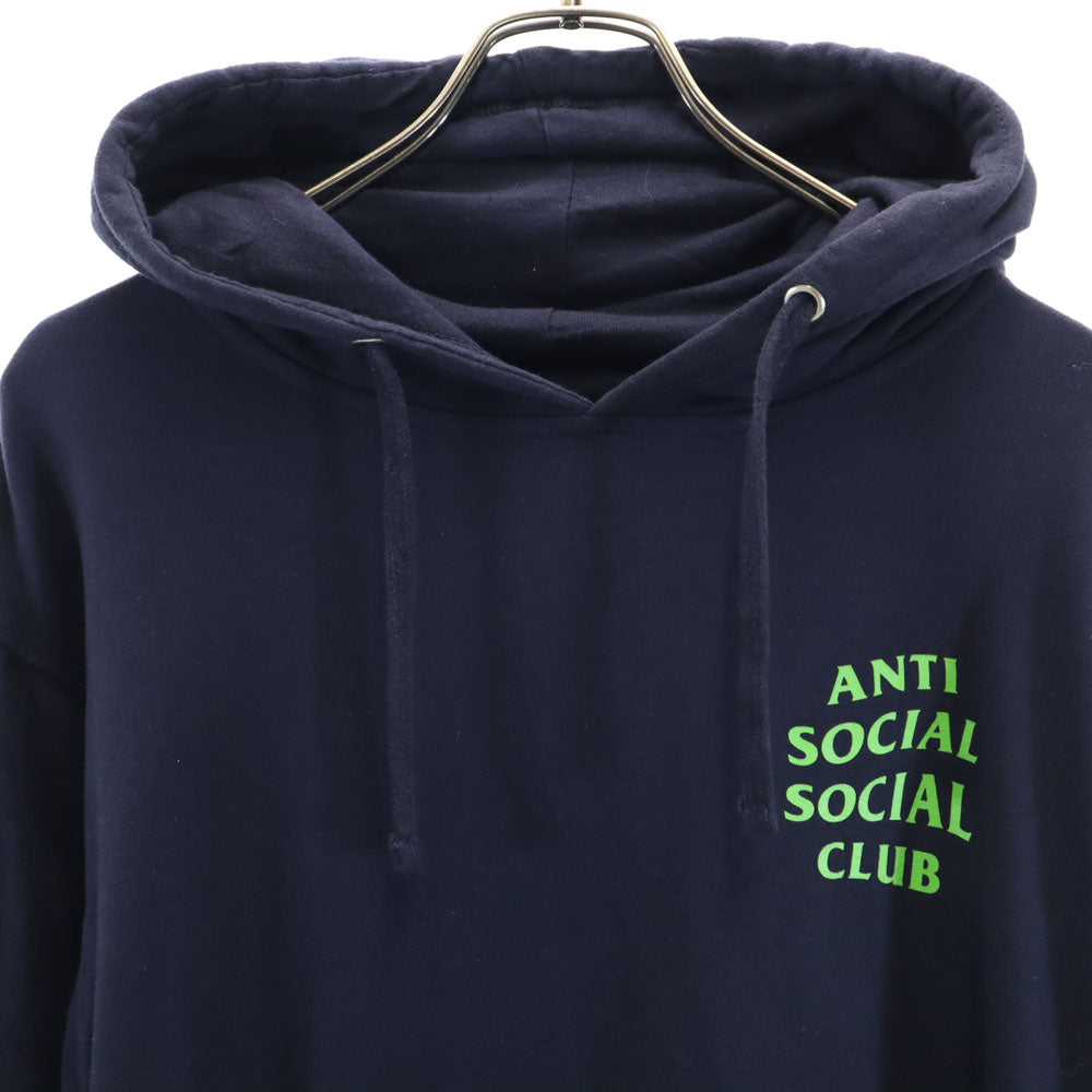 ANTI SOCIAL SOCIAL CLUB アンチソーシャルソーシャルクラブ USA製 バックプリント 長袖 スウェットパーカー M ネイビー INDEPENOENT 裏起毛 メンズ