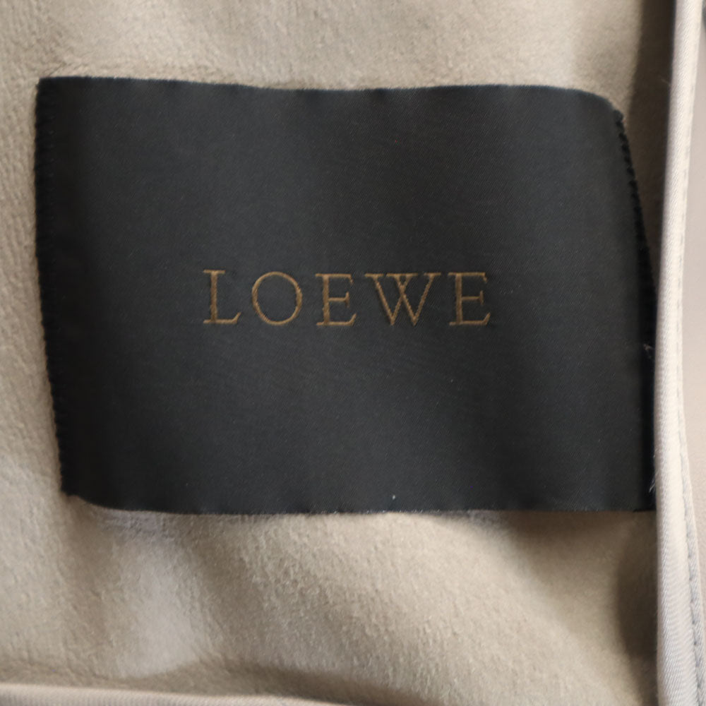 LOEWE ロエベ スペイン製 ノーカラー レザージャケット 42 ピンクグレー系 レディース