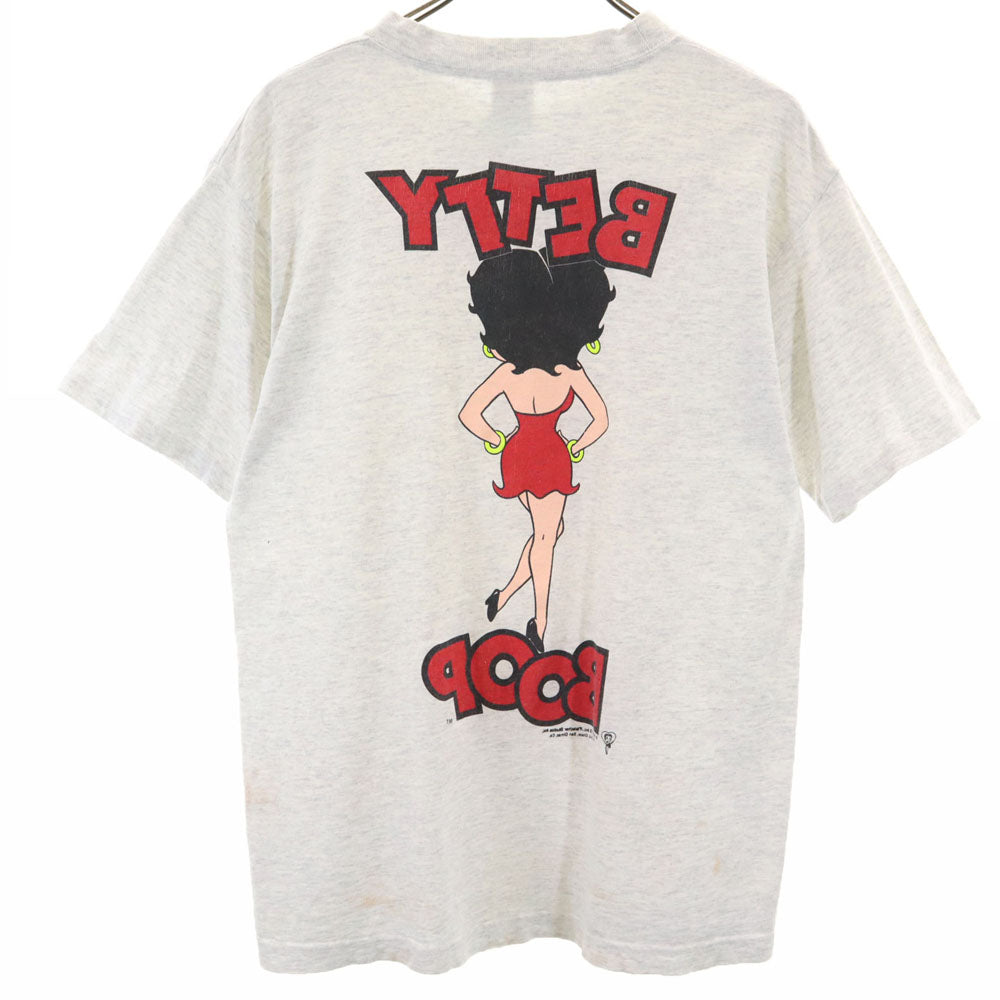 NJ CROCE 80s USA製 ヴィンテージ ベティーブープ 半袖 Tシャツ M ライトグレー BETTY BOOP メンズ