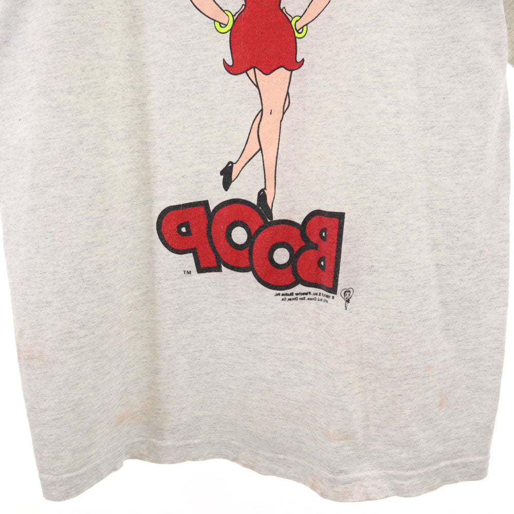 NJ CROCE 80s USA製 ヴィンテージ ベティーブープ 半袖 Tシャツ M ライトグレー BETTY BOOP メンズ