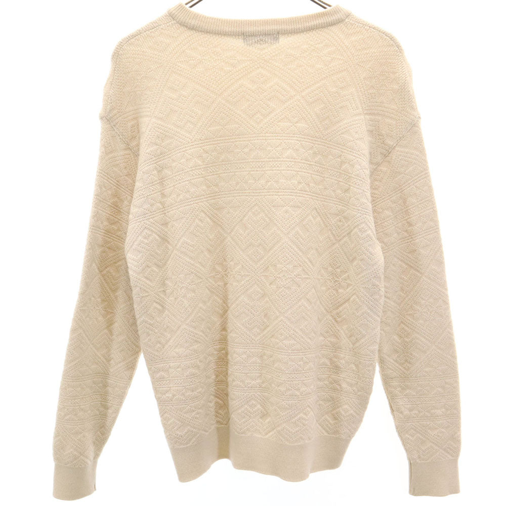 クリスチャンディオール ムッシュ 90s ウール オールド 幾何学柄 長袖 セーター M ベージュ Christian Dior MONSIEUR ニット メンズ