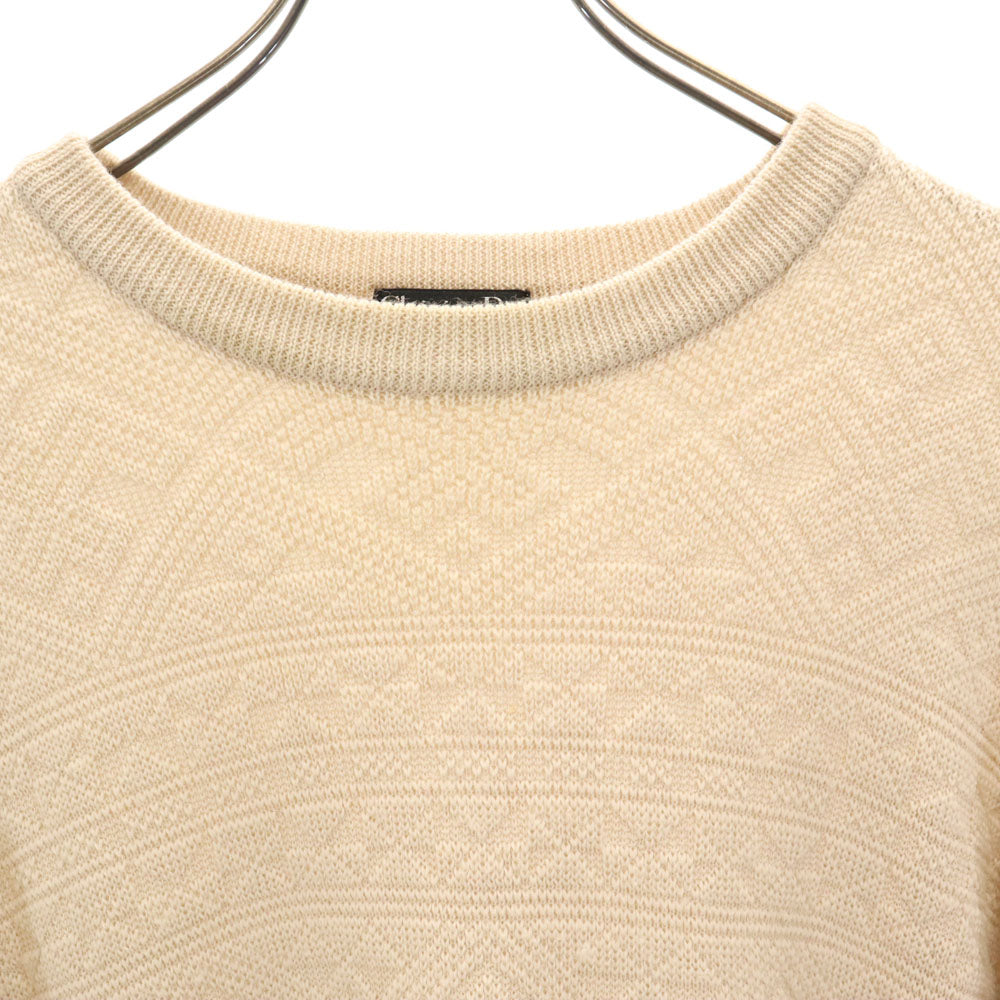 クリスチャンディオール ムッシュ 90s ウール オールド 幾何学柄 長袖 セーター M ベージュ Christian Dior MONSIEUR ニット メンズ