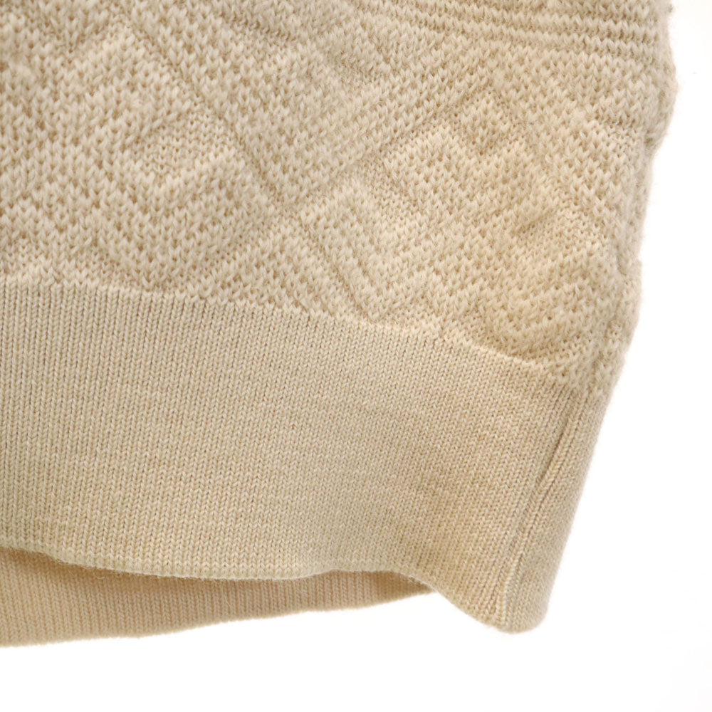 クリスチャンディオール ムッシュ 90s ウール オールド 幾何学柄 長袖 セーター M ベージュ Christian Dior MONSIEUR ニット メンズ