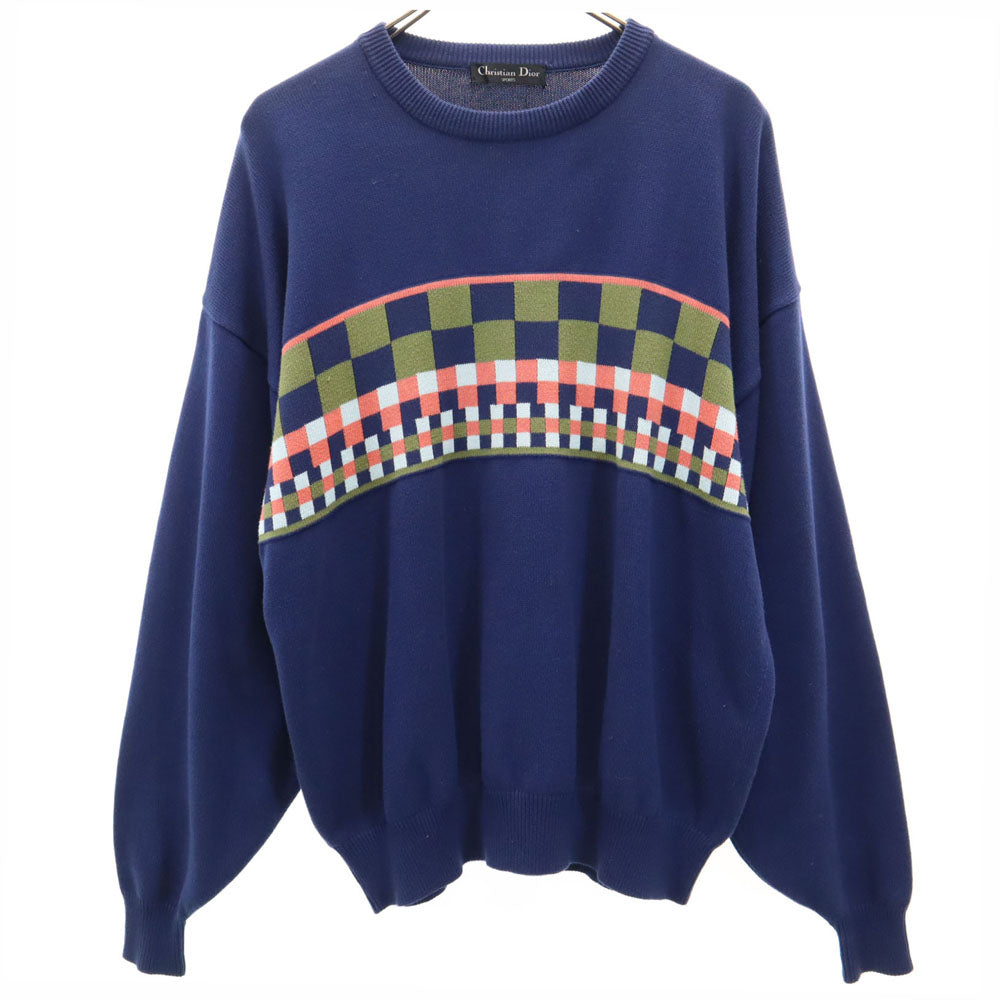 Christian Dior SPORTS クリスチャンディオールスポーツ 90s オールド 長袖 セーター LL ネイビー ニット メンズ