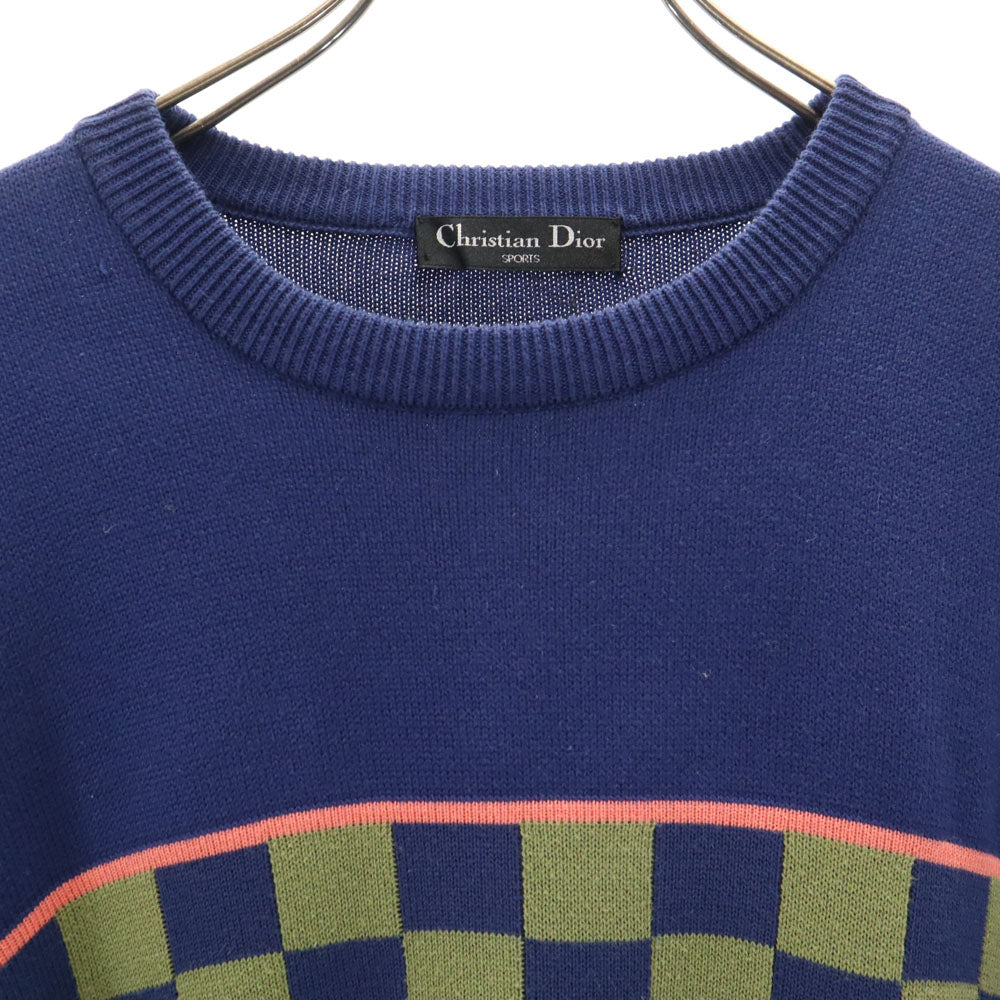 Christian Dior SPORTS クリスチャンディオールスポーツ 90s オールド 長袖 セーター LL ネイビー ニット メンズ