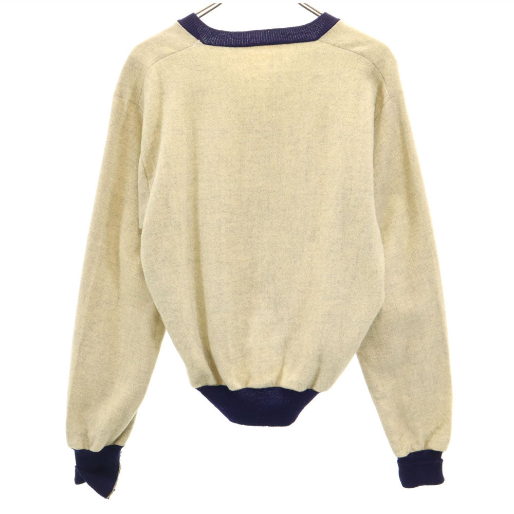 BERTIE & WYCKOFF 70s ヴィンテージ 長袖 フラノ生地 Vネック セーター ベージュ トップス メンズ