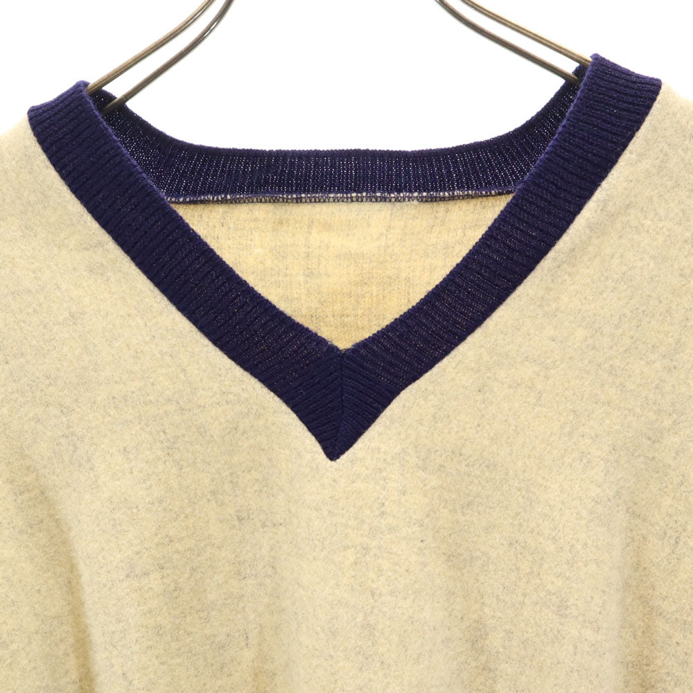 BERTIE & WYCKOFF 70s ヴィンテージ 長袖 フラノ生地 Vネック セーター ベージュ トップス メンズ