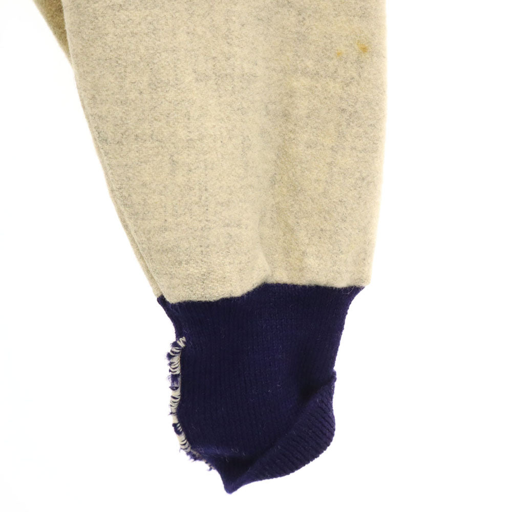 BERTIE & WYCKOFF 70s ヴィンテージ 長袖 フラノ生地 Vネック セーター ベージュ トップス メンズ