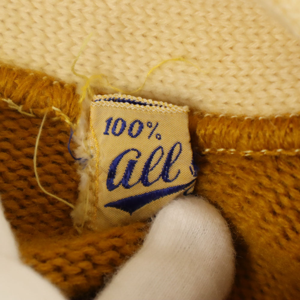 COLLEGIATE PENNAN 60s 70s ヴィンテージ レタード 長袖 Vネック ニットカーディガン キャメル メンズ