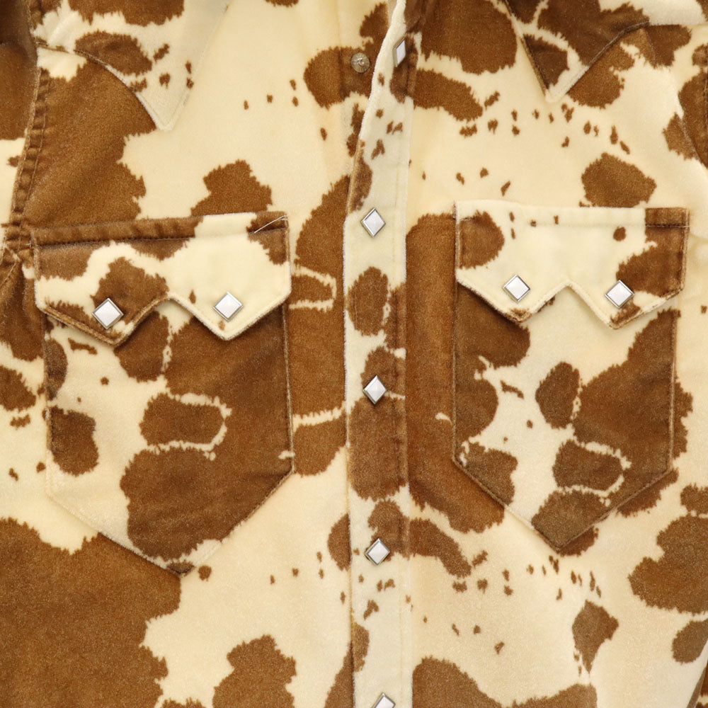 RockMount ロックマウント 70s USA製 ヴィンテージ 牛柄 総柄 長袖 ウエスタンシャツ 15.5/33.5 ベージュ 他 メンズ