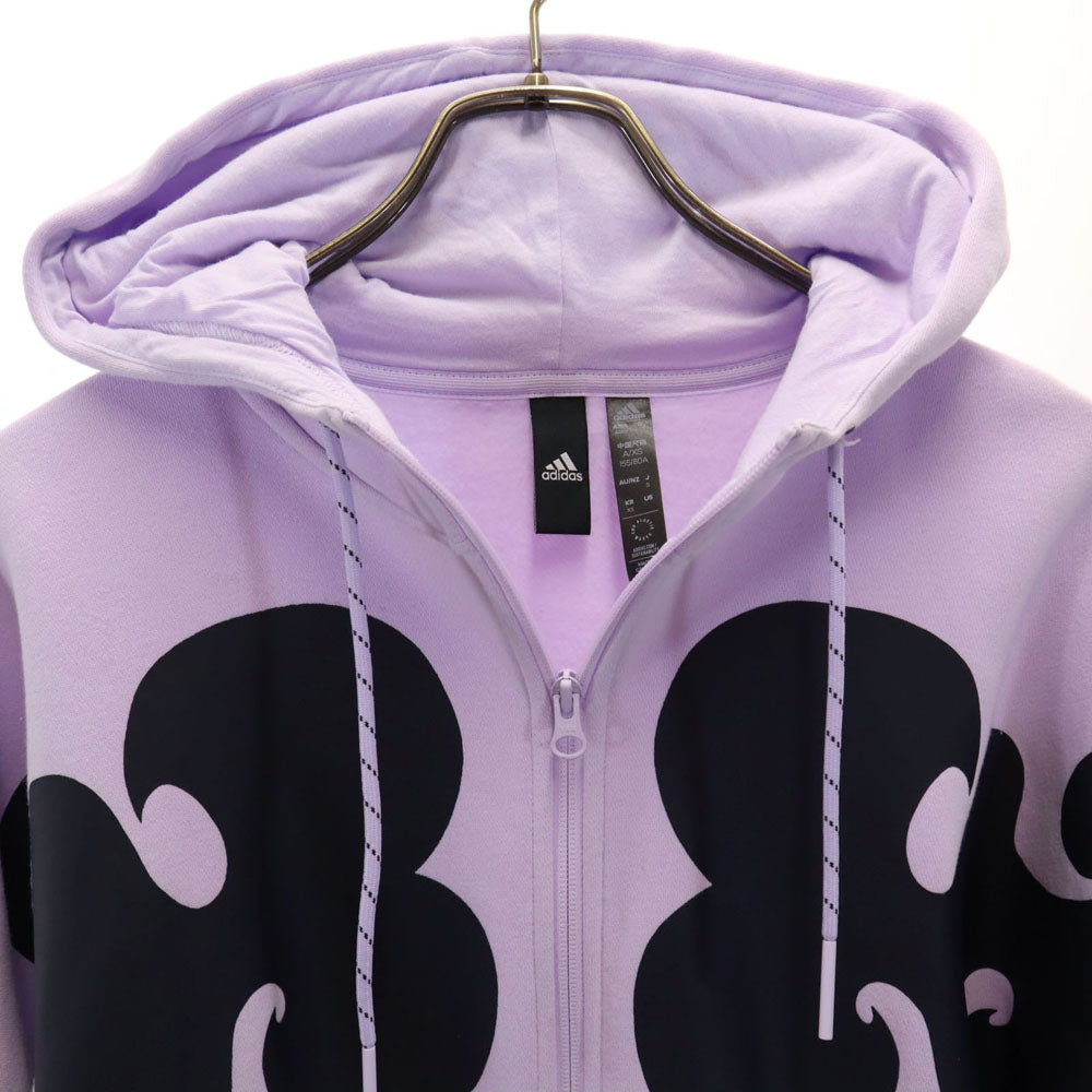adidas アディダス スウェット ジップパーカー XS パープル 裏起毛 ドルマン レディース