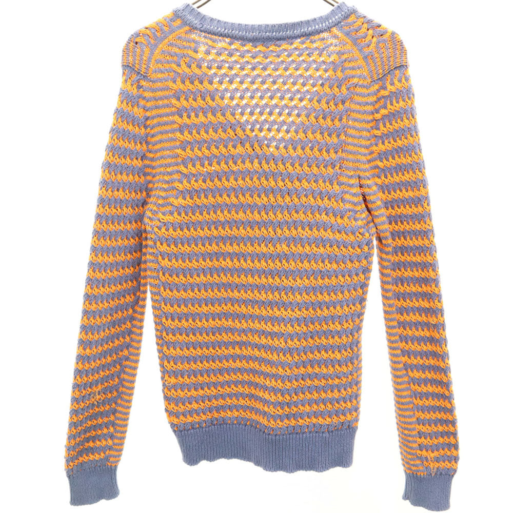 KENZO ケンゾー イタリア製 ボーダー柄 長袖 Vネック ニットカーディガン M オレンジ レディース