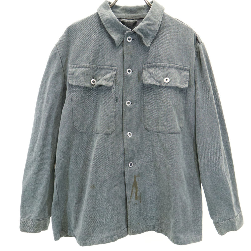 SWISS ARMY スイス軍 30s 40s ヴィンテージ プリズナー ワーク メタルボタン デニム ワークジャケット 54 グリーングレー系 メンズ