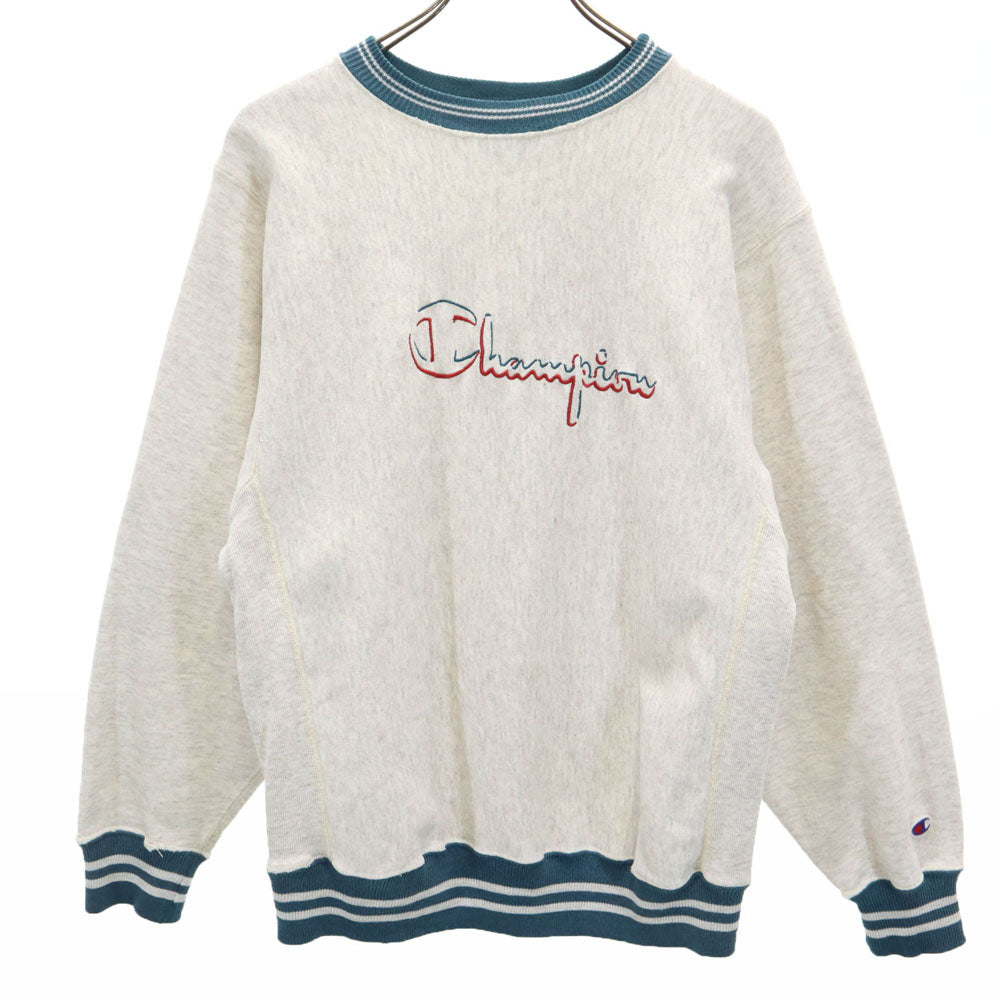 Champion チャンピオン 90s USA製 オールド 刺繍タグ 長袖 リバースウィーブ スウェット トレーナー M ライトグレー 裏起毛 メンズ