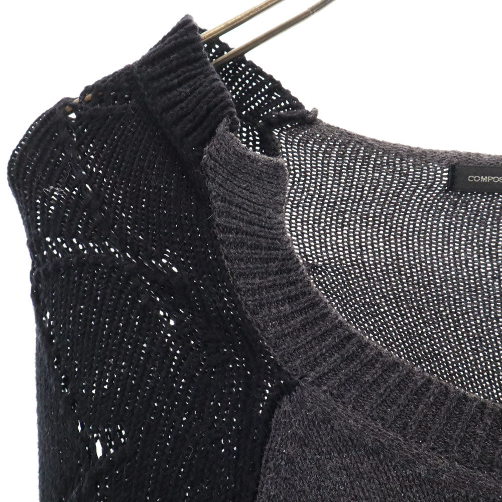 Y's ワイズ 日本製 7分袖 セーター 2 チャコールグレー COMPOSITION SEE ATTACHED LABEL ニット レディース