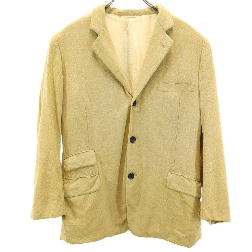 HERMES エルメス イタリア製 SUPER 100’s テーラードジャケット 50 イエローベージュ ブレザー メンズ