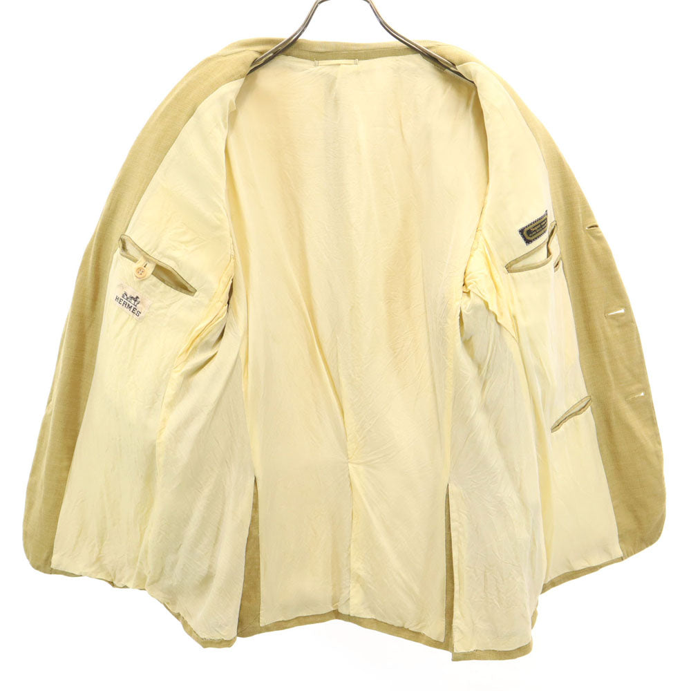 HERMES エルメス イタリア製 SUPER 100’s テーラードジャケット 50 イエローベージュ ブレザー メンズ