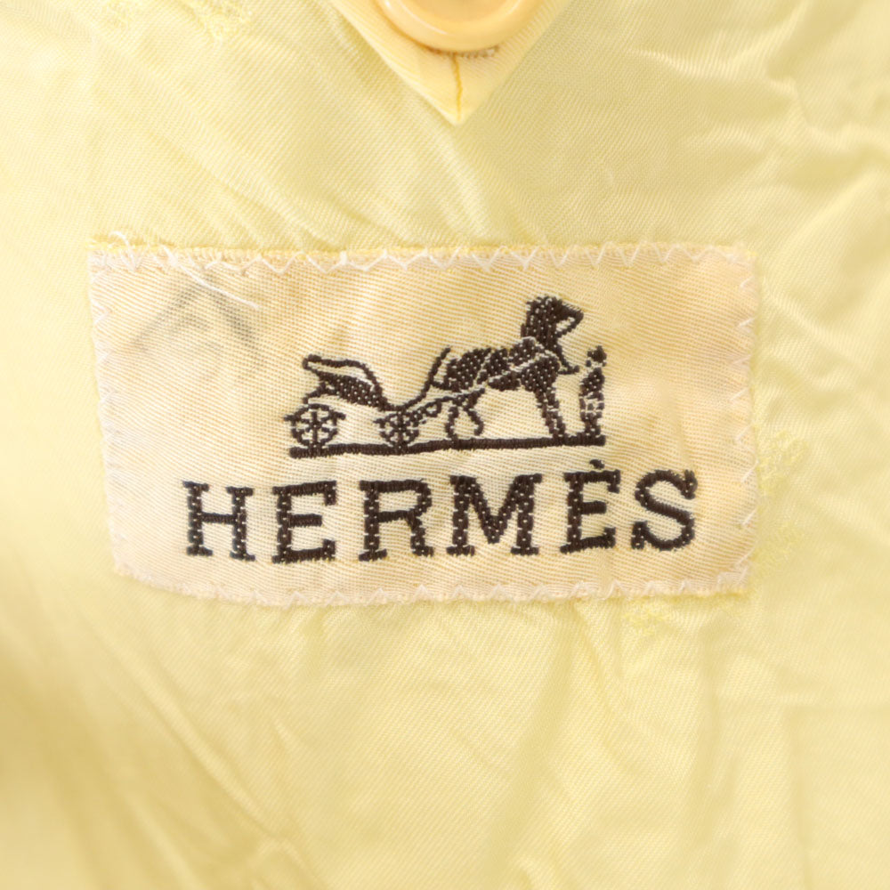 HERMES エルメス イタリア製 SUPER 100’s テーラードジャケット 50 イエローベージュ ブレザー メンズ
