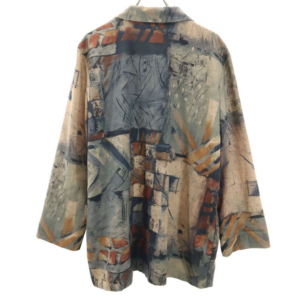 Washington ワシントン 90s USA製 オールド 総柄 テーラードジャケット 18 グレー系 ブレザー ビッグサイズ レディース