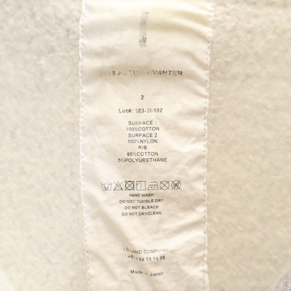 アイディーランドカンパニー 日本製 長袖 ハーフジップ スウェットパーカー 2 グレー 裏起毛 メンズ