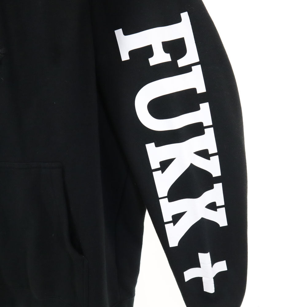 フレッシュアイアム バックプリント 長袖 スウェットパーカー M ブラック 裏起毛 メンズ