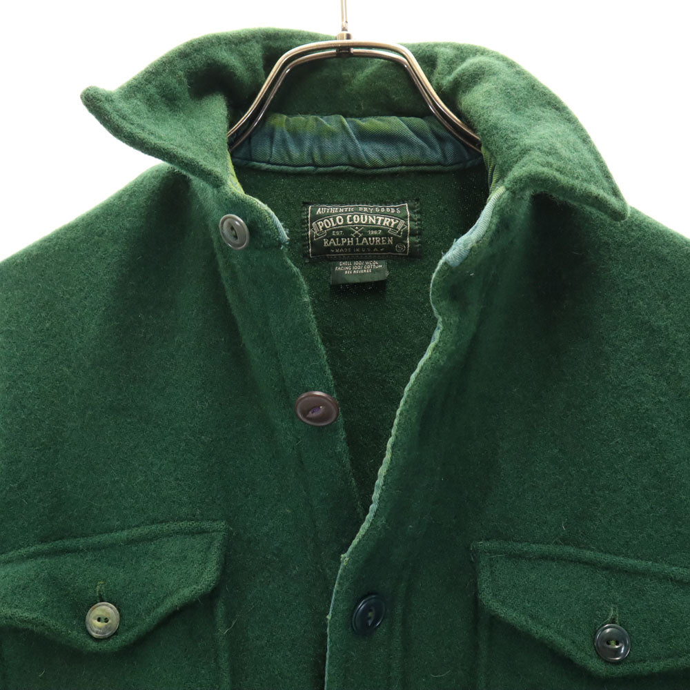 POLO COUNTRY ポロカントリー 80s 90s ウール オールド USA製 長袖 シャツ S グリーン RALPH LAUREN メンズ