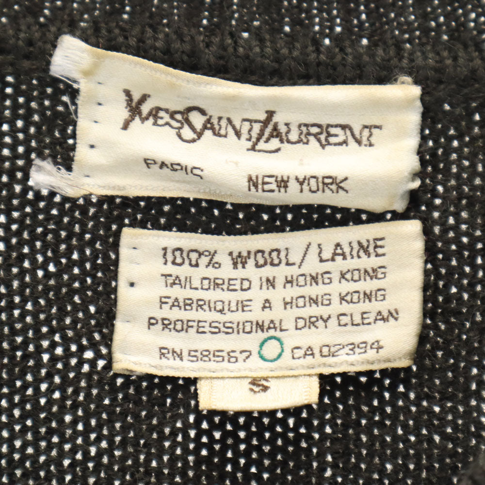 YVES SAINT LAURENT イヴサンローラン 80s ウール ヴィンテージ 長袖 Vネック セーター S カーキ ニット メンズ