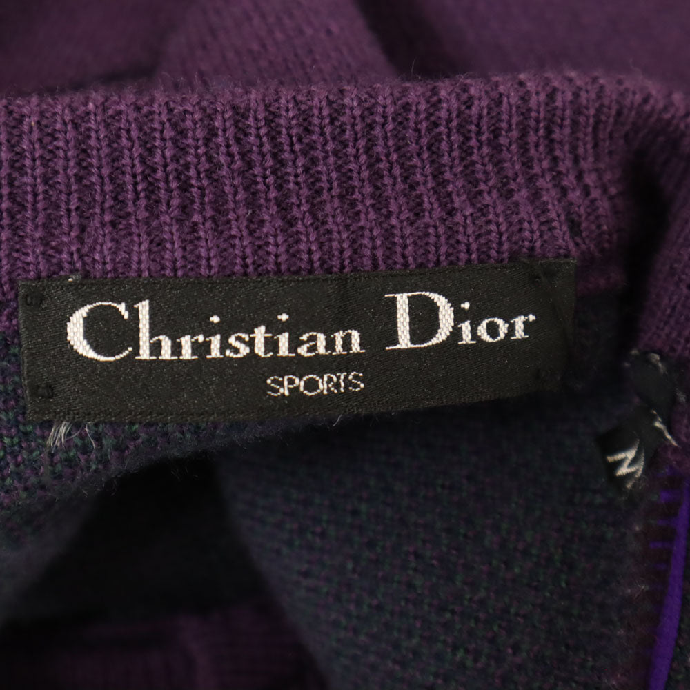 Christian Dior クリスチャンディオール 90s ウール オールド 長袖 Vネック セーター M パープル系 SPORTS ニット メンズ