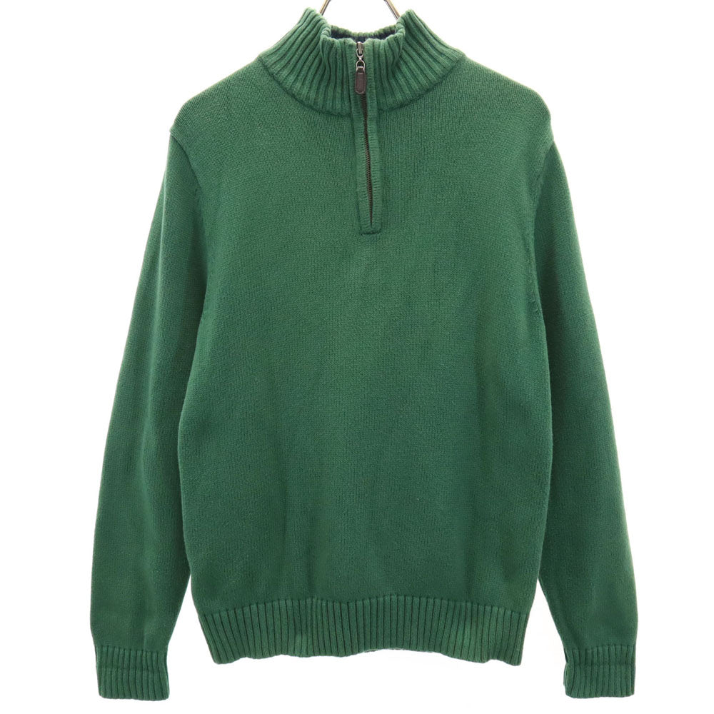 L.L.Bean エルエルビーン 長袖 コットンニット セーター S グリーン系 ハーフジップ アウトドア メンズ