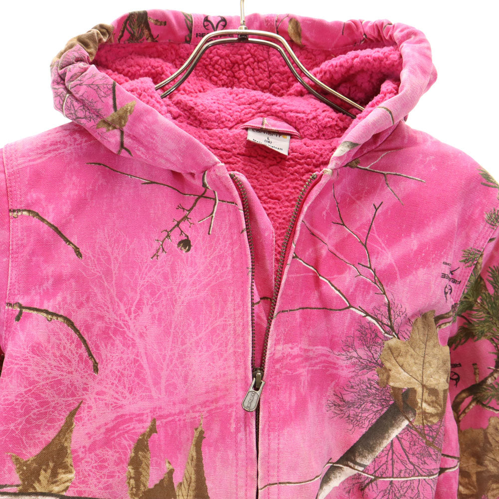 カーハート 総柄 長袖 ジップパーカー 14(L) ピンク系 Carhartt キッズ