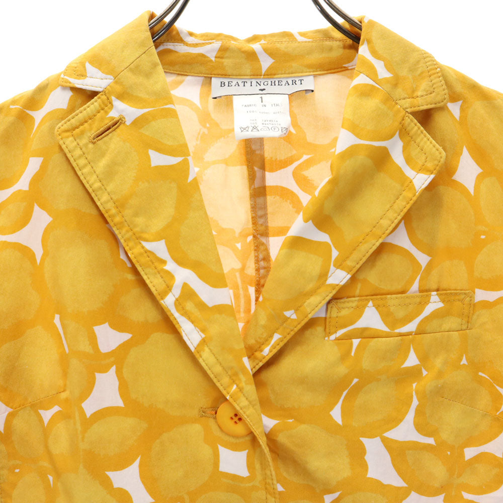 ビーティングハート 日本製 花柄 7分袖 カジュアル スカートスーツ 上下 セットアップ 1 マスタード レディース