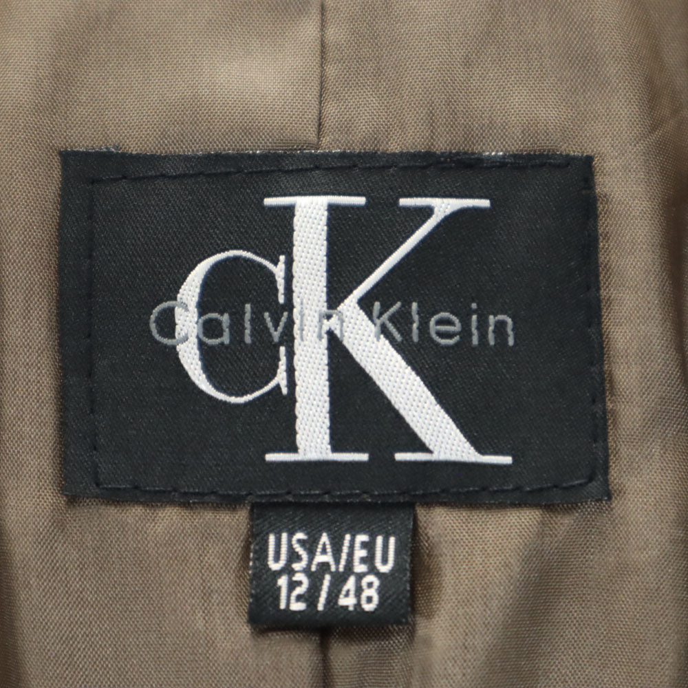 CK CALVIN KLEIN シーケーカルバンクライン イタリア製 スカートスーツ 上下 セットアップ 48/46 カーキ レディース