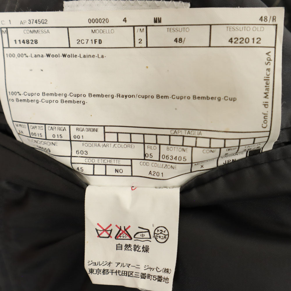 アルマーニコレッツォーニ イタリア製 ピンストライプ スーツ 上下 セットアップ 48 チャコールグレー ARMANI COLLEZIONI メンズ