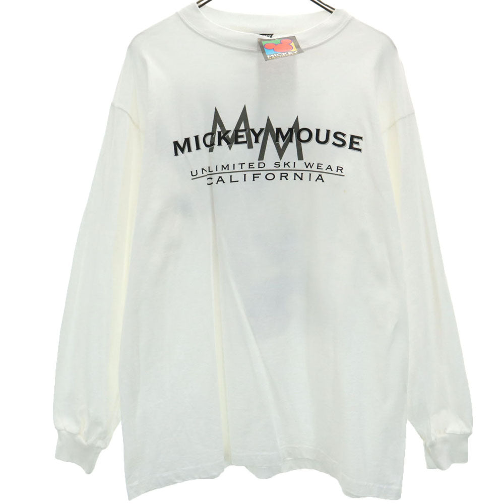 SHERRY’S シェリーズ 90s ディズニー USA製 オールド デッドストック バックプリント ミッキーマウス 長袖 Tシャツ L ホワイト系 ロンT タグ付き メンズ