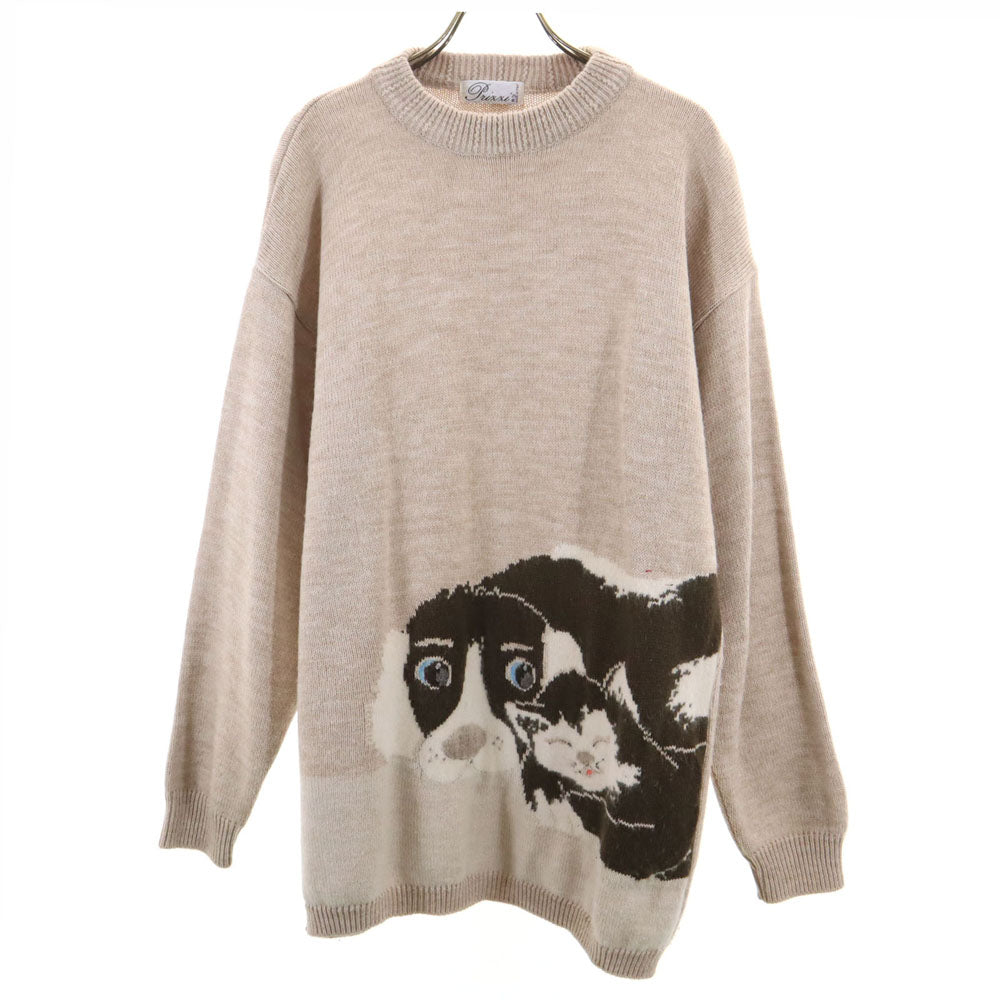 Prixxi 80s 90s イタリア製 オールド 長袖 セーター ベージュ系 ニット レディース