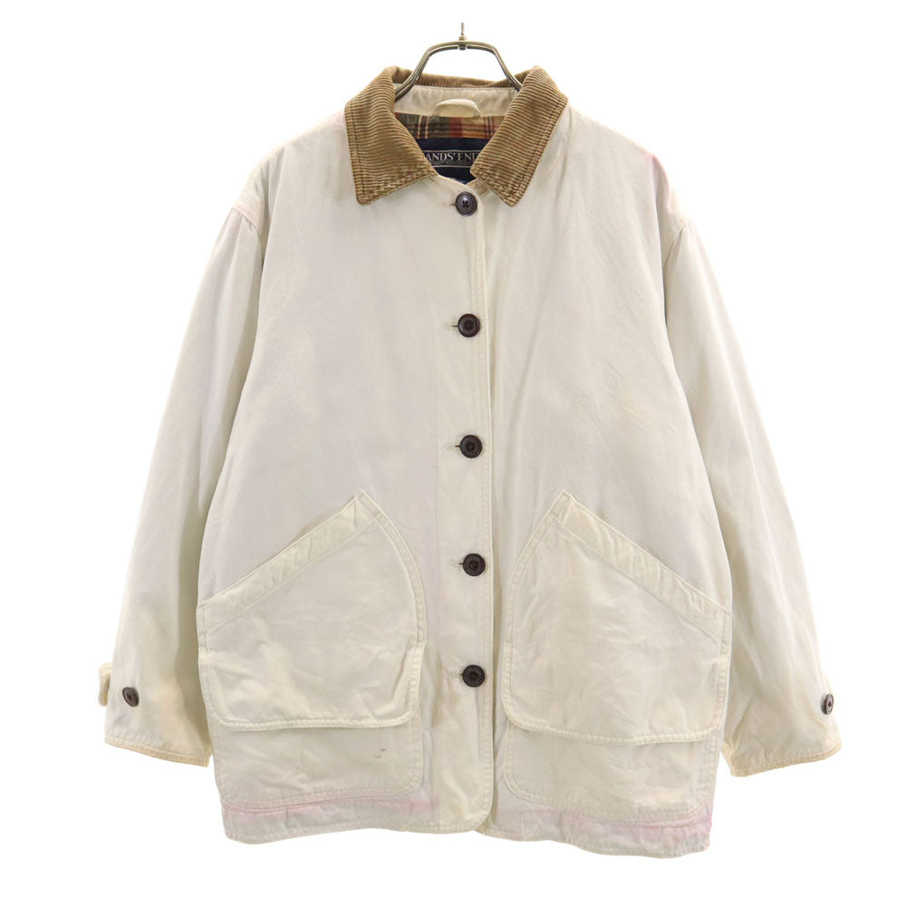 LANDS' END ランズエンド 90s オールド 長袖 ジャケット S ホワイト系 裏チェック レディース