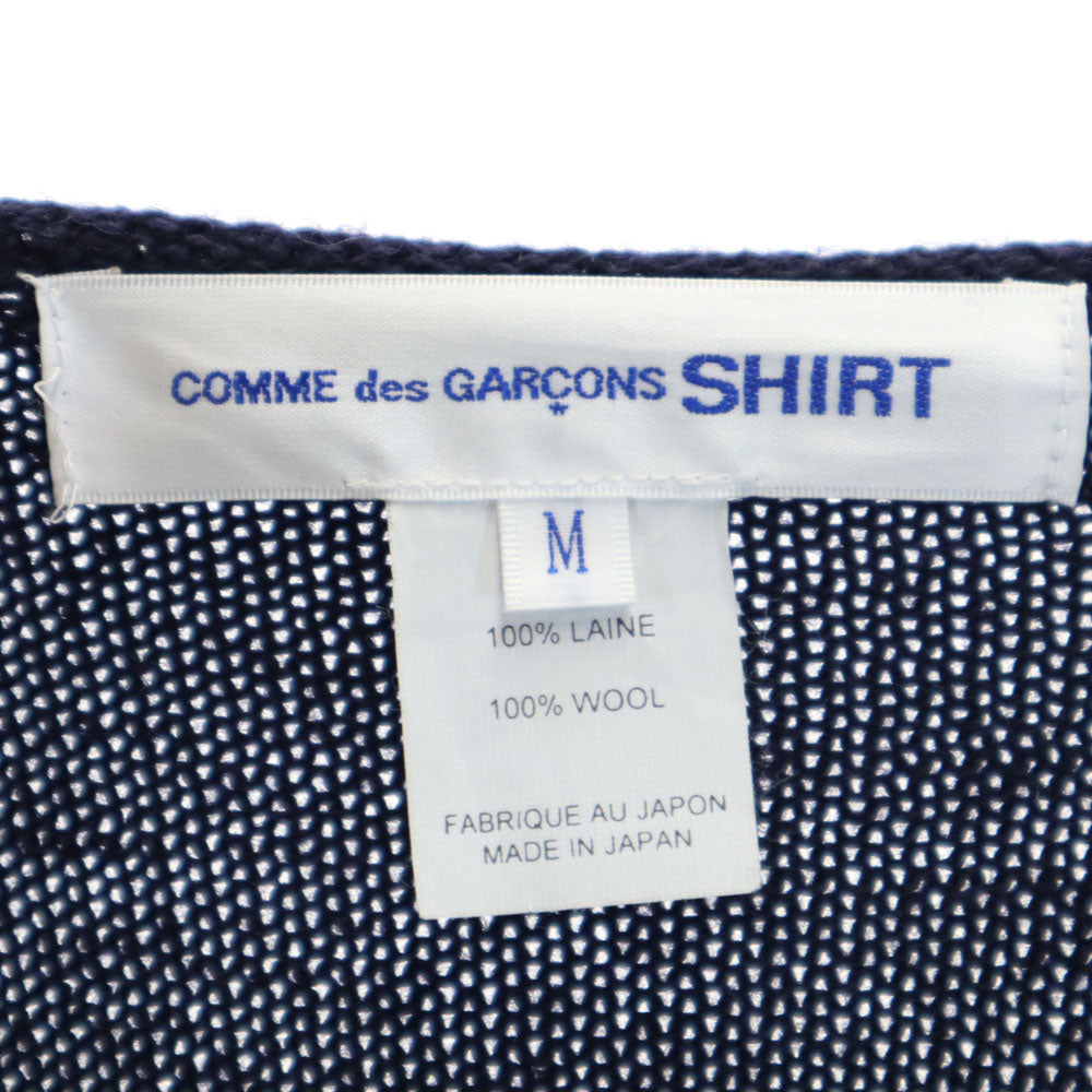 コムデギャルソンシャツ 日本製 ウール 長袖 セーター M ネイビー COMME des GARCONS SHIRT ニット レディース