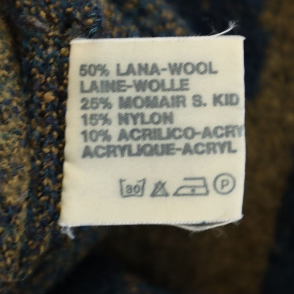 LANVIN STUDIO ランバンスタジオ 80s 90s イタリア製 ウールブレンド オールド モヘアブレンド リーフ柄 長袖 Vネック セーター 46 ネイビー 他 ニット メンズ