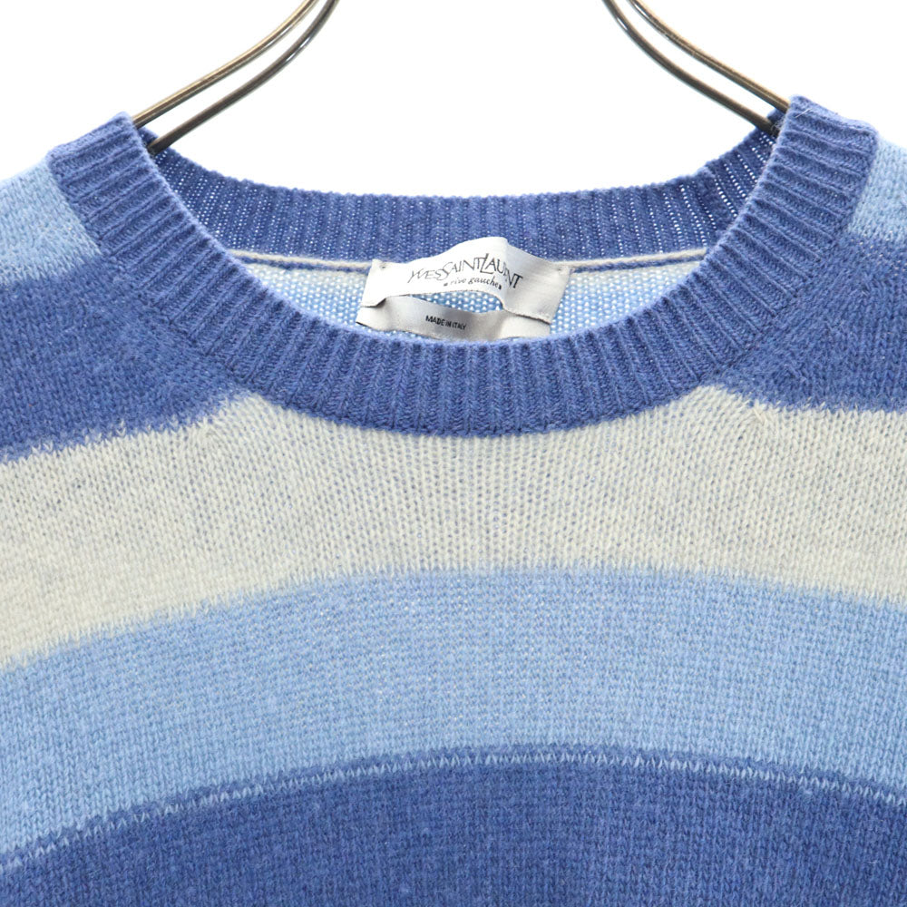 YVES SAINT LAURENT イヴサンローラン イタリア製 ウール ボーダー柄 長袖 セーター S ブルー系 他 ニット メンズ